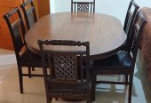 Used Dining table of pure sheesham wood 9.5/10 condition for sale – 6 person seating- Price = 50000