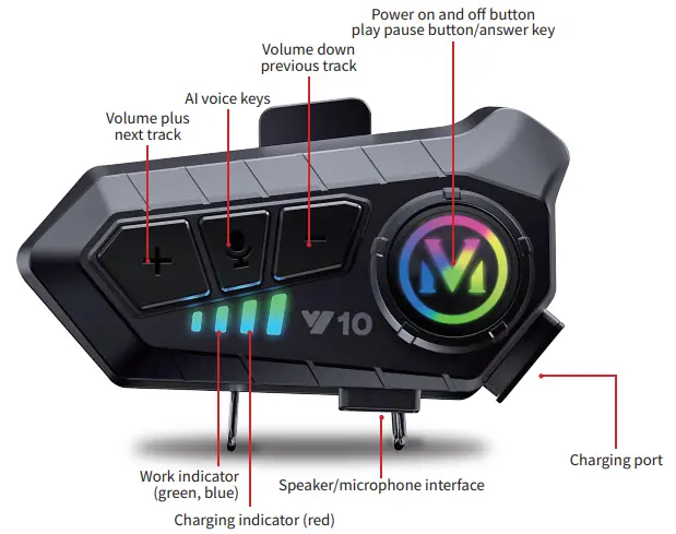 Y10 , super air , vector helmet Bluetooth device