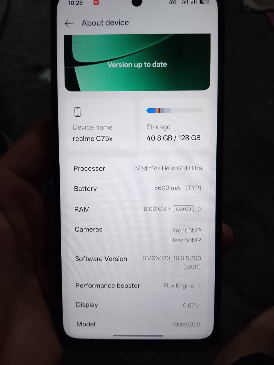 Realme c75x 6 month varnty waterpak daba charing Sath 10bey
