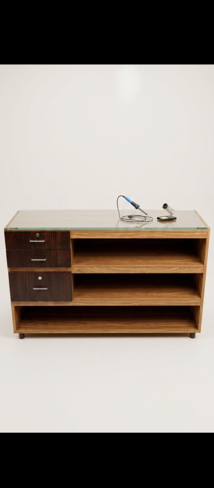 Mazboot Wooden Workbench/Table – Glass Top (Best Condition)