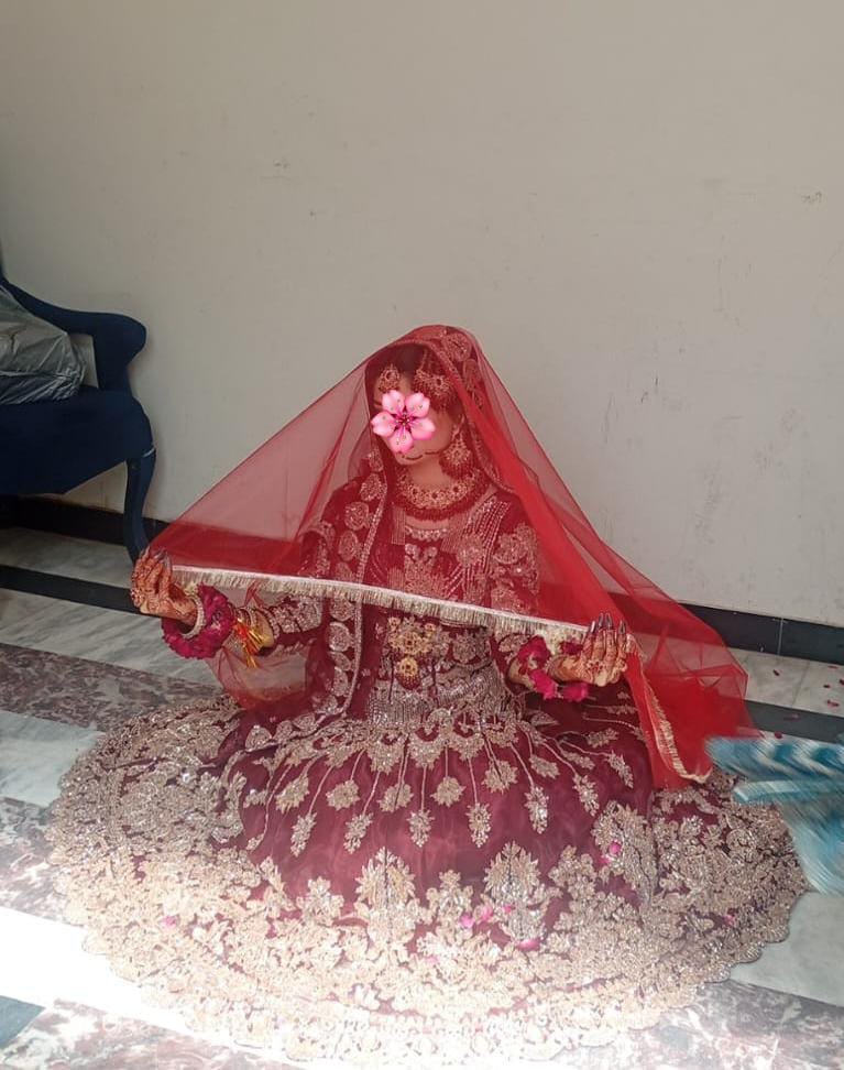 Bridal Maroon Heavy Embroidered Lehenga | Used Once | Comple