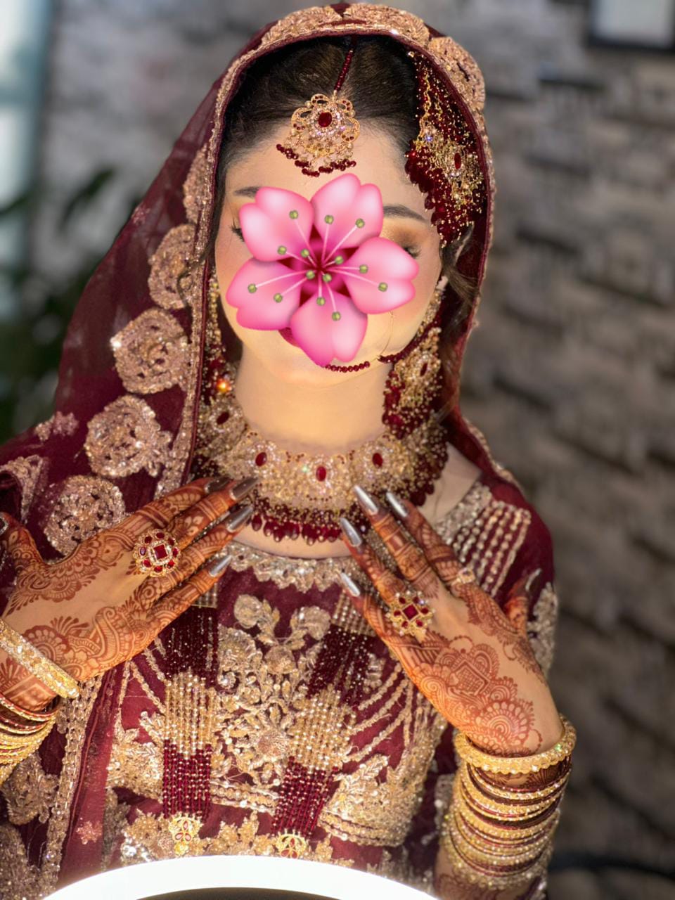 Bridal Maroon Heavy Embroidered Lehenga | Used Once | Comple