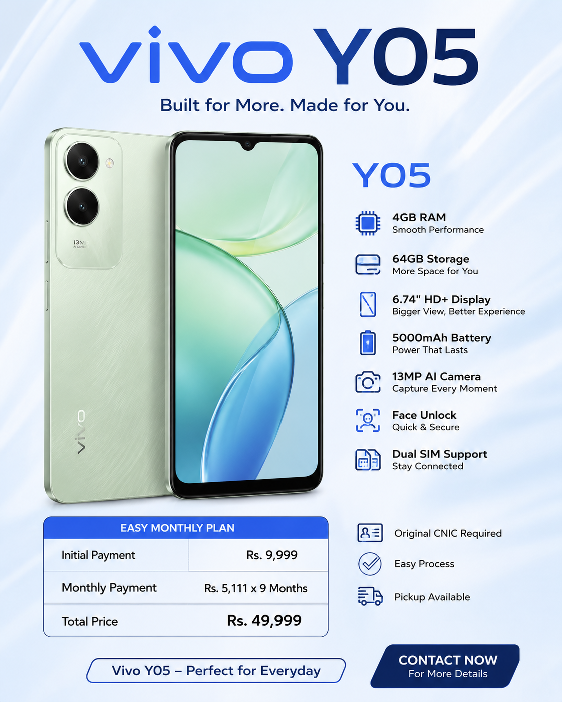 Vivo y05 4gb 64 GB for Instalment plans
