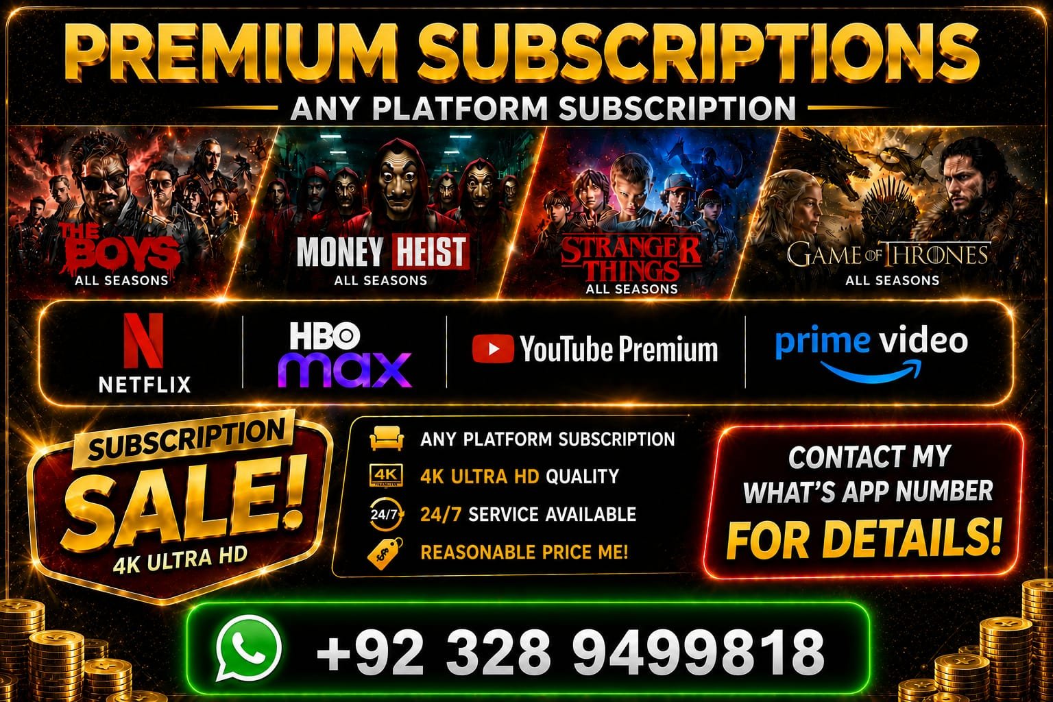 Any platform account Netflix screen prime video subscription