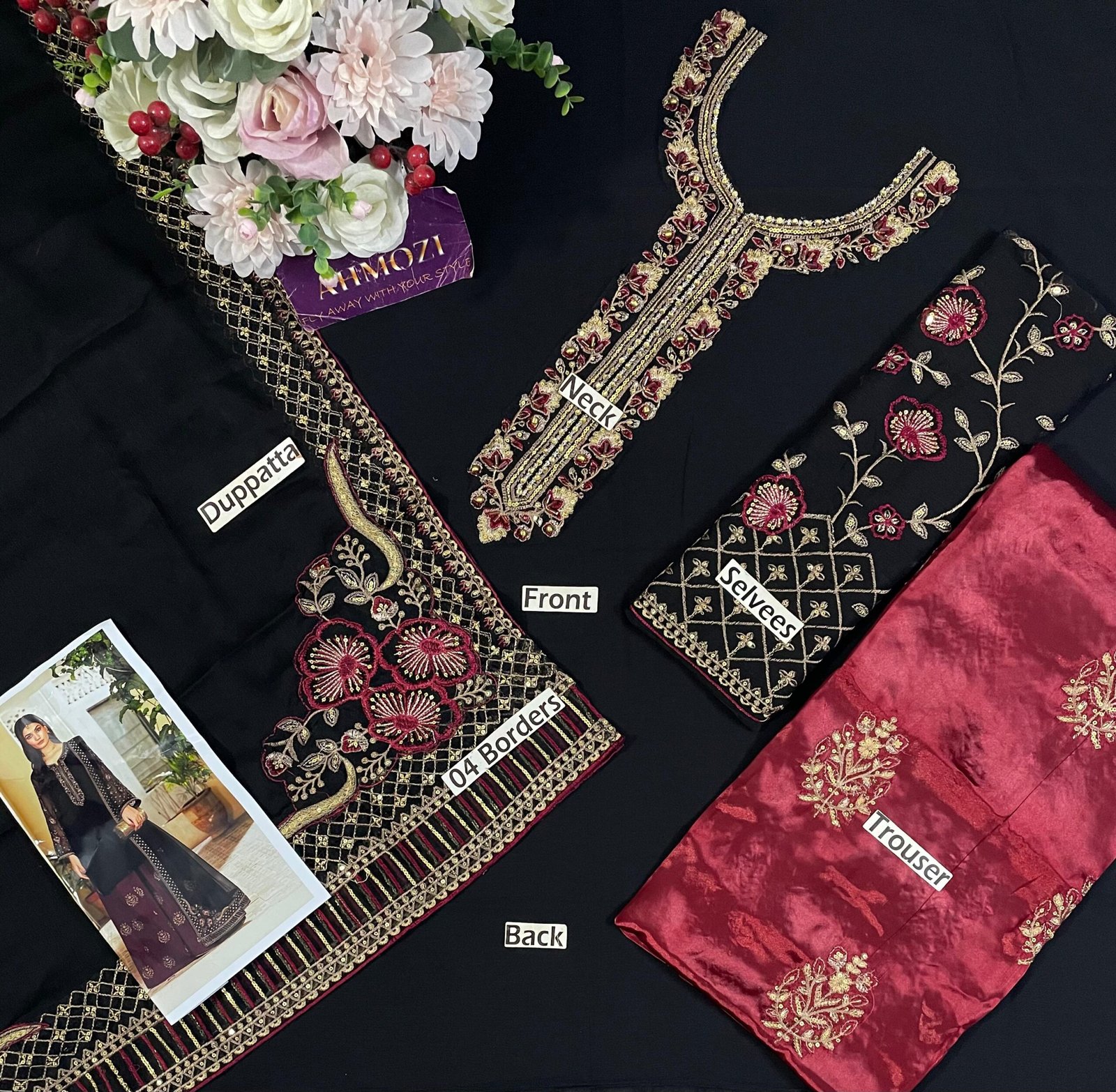 Iznik Chiffon Embroidered Unstitched Suit|Luxury Party Wear