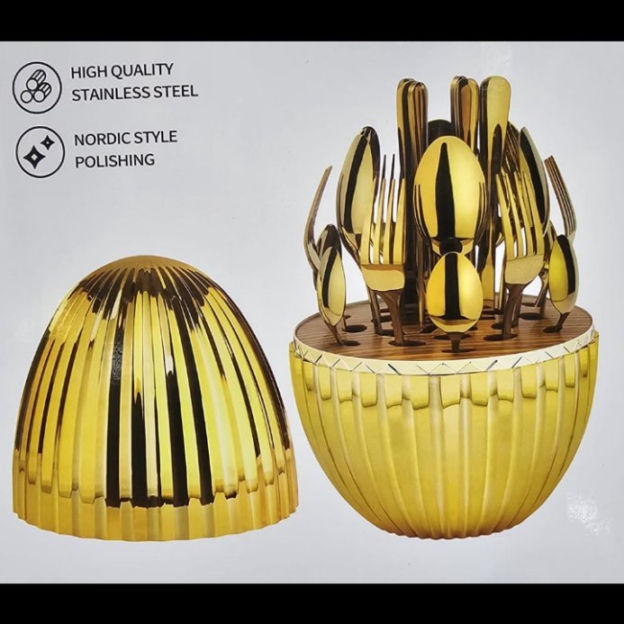 Premium Gold Stainless Steel Cutlery Set with Nordic-Style S
