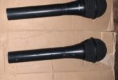 Studio lights and microphones with stands