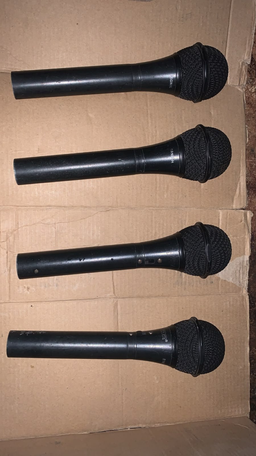 Studio lights and microphones with stands