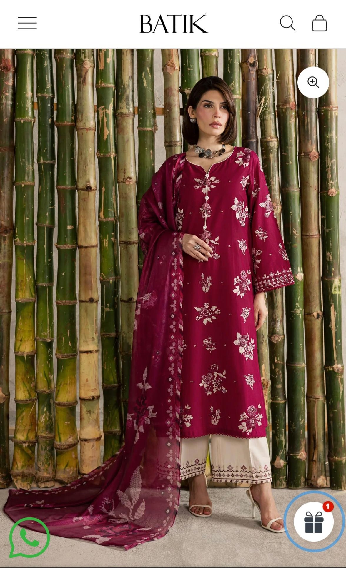 Batik 3 piece Embroidered dress