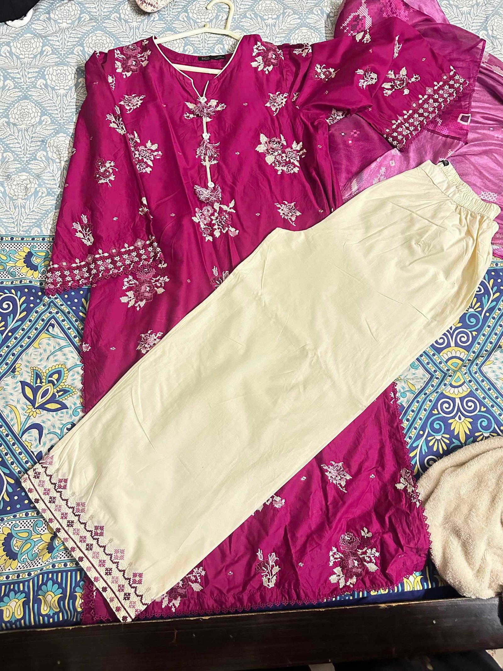Batik 3 piece Embroidered dress