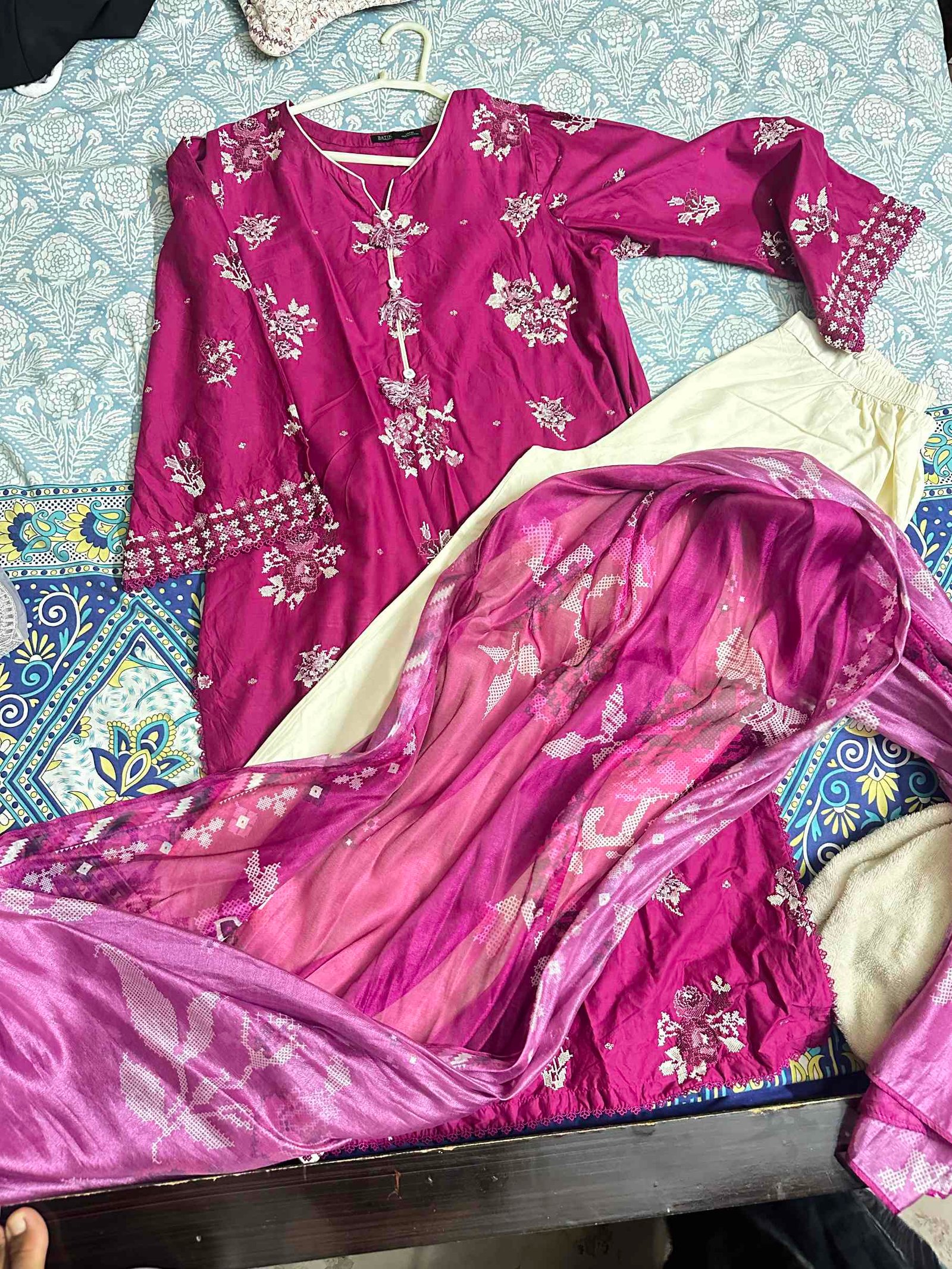 Batik 3 piece Embroidered dress