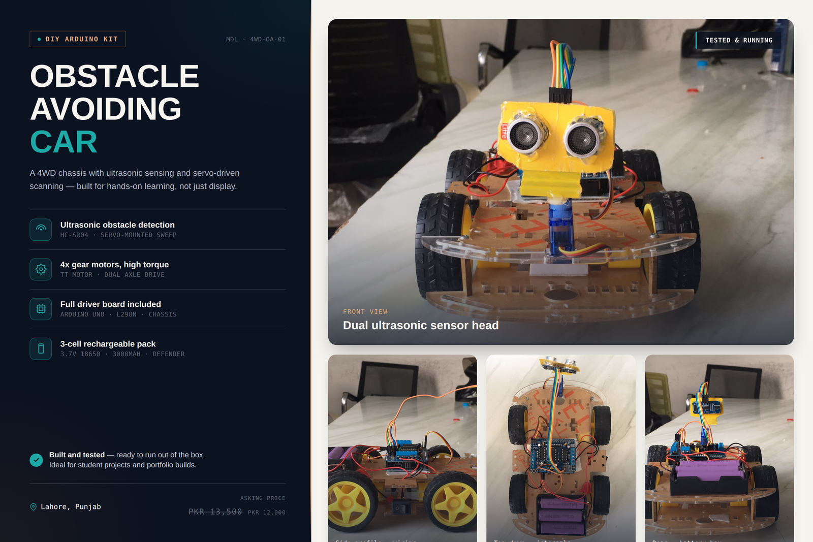 Arduino Obstacle Avoiding Robot Car — DIY 4WD, Fully Working