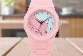 Pink Carbon Fiber Women’s Watch with Butterf