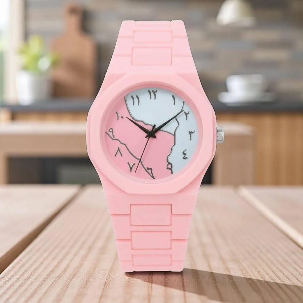 Pink Carbon Fiber Women’s Watch with Butterf