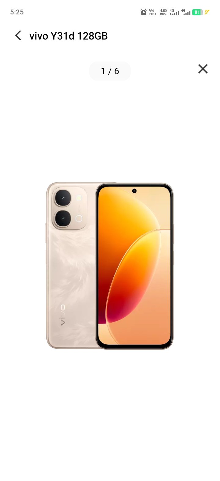 Vivo Y31d 8 128GB only one day use