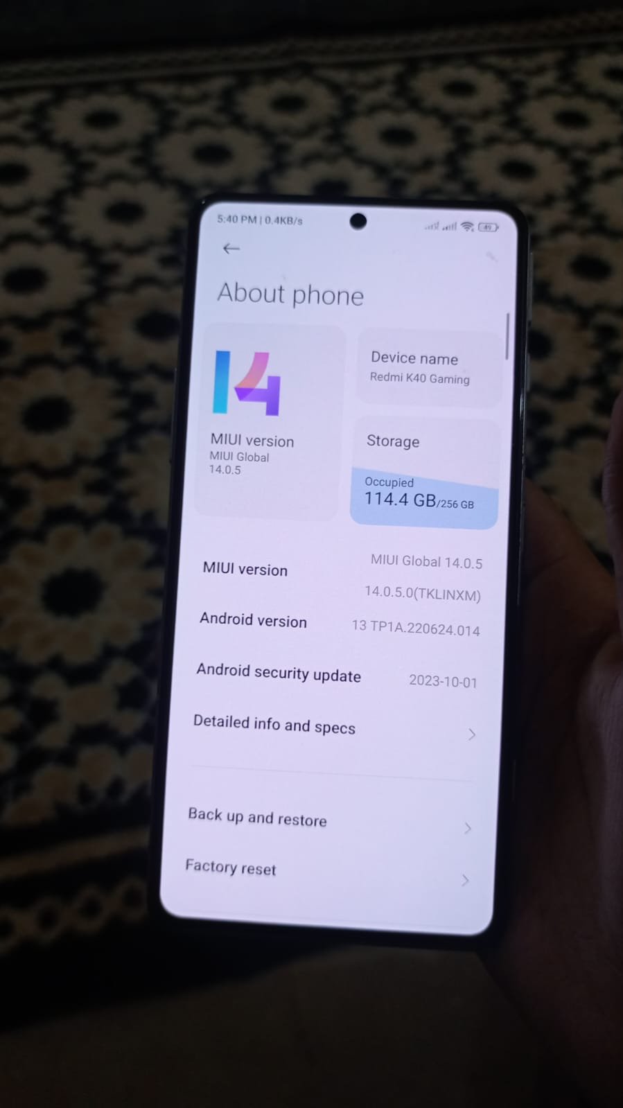 redmi k40 gaming 12\256 just front camera of 03354914177