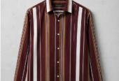 Stylish Men’s Vertical Striped Casual Shirt – Maroon / Brow