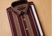 Stylish Men’s Vertical Striped Casual Shirt – Maroon / Brow