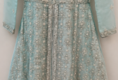 Luxury Ice Blue Embroidered Maxi With Dupatta