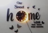 3D Wall Clock – Black Glowing Birds & Butterflies