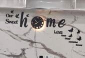 3D Wall Clock – Black Glowing Birds & Butterflies