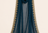 Elegant Pink Embroidered Anarkali Dress with Navy Blue Dupat