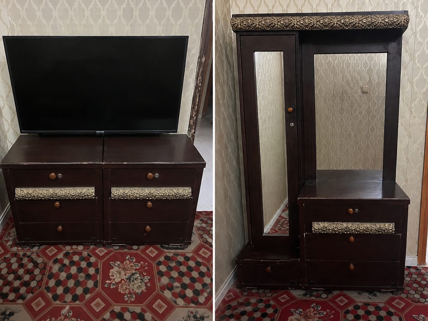 Queen size wooden bed