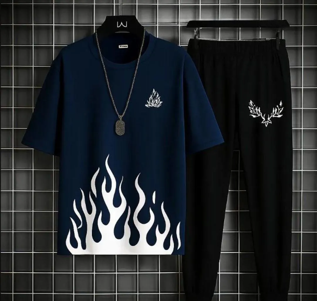 Blue Flame Print Track Suit for Men’s