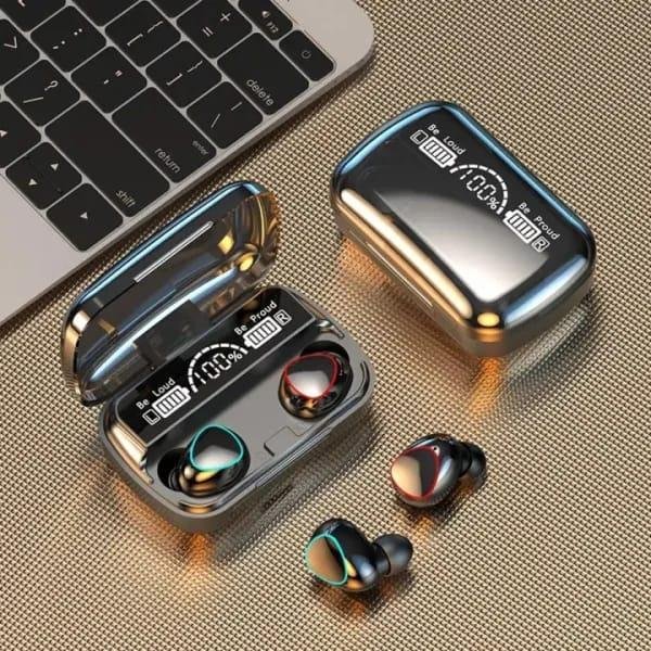 M10 Digital Display Earbuds – Black ABS, Sweat Resistant