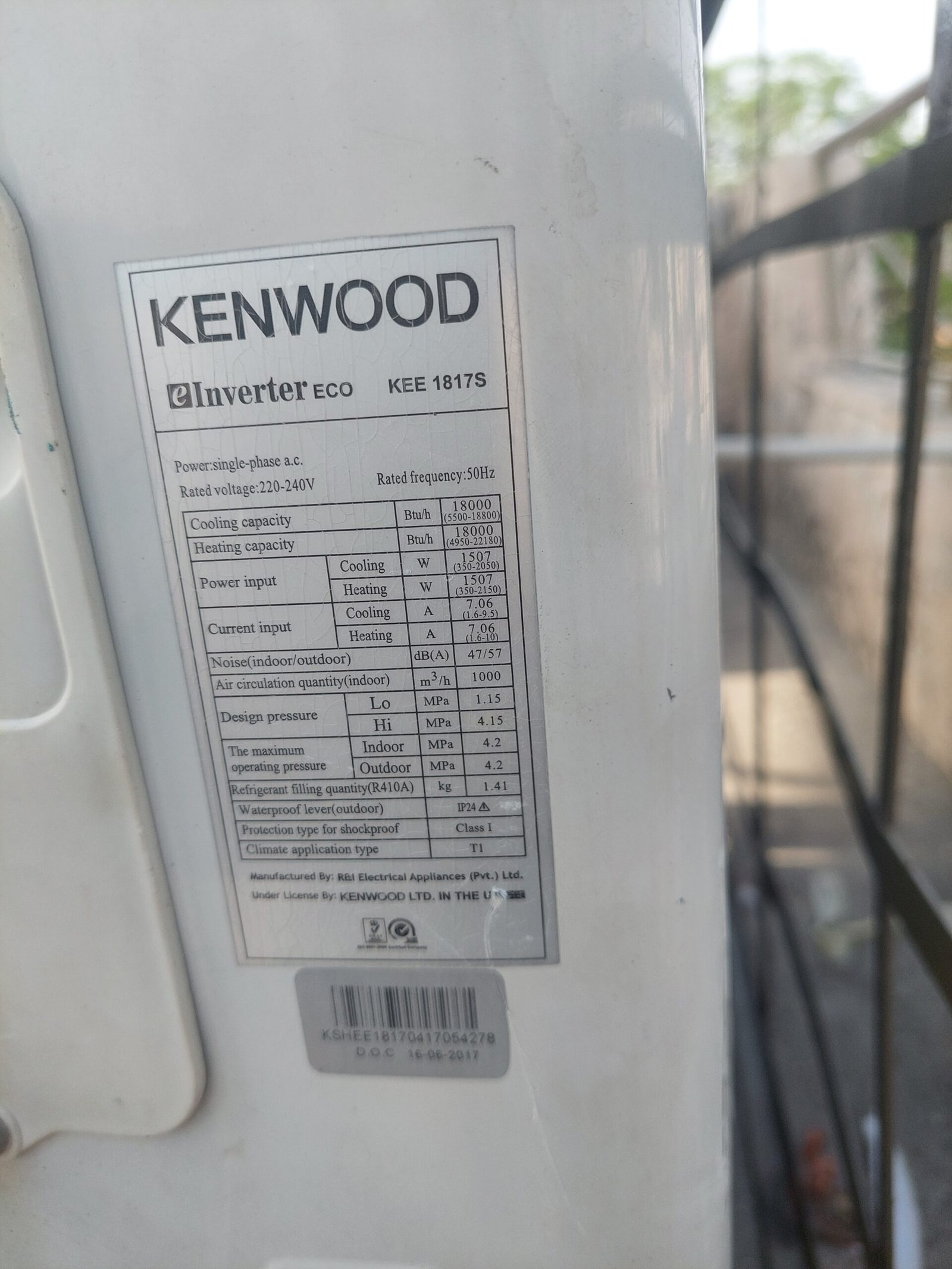 Kenwood INVERTER Ac 1.5 ton