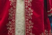 Maroon Velvet Double Shirt with Jamawar Pajama