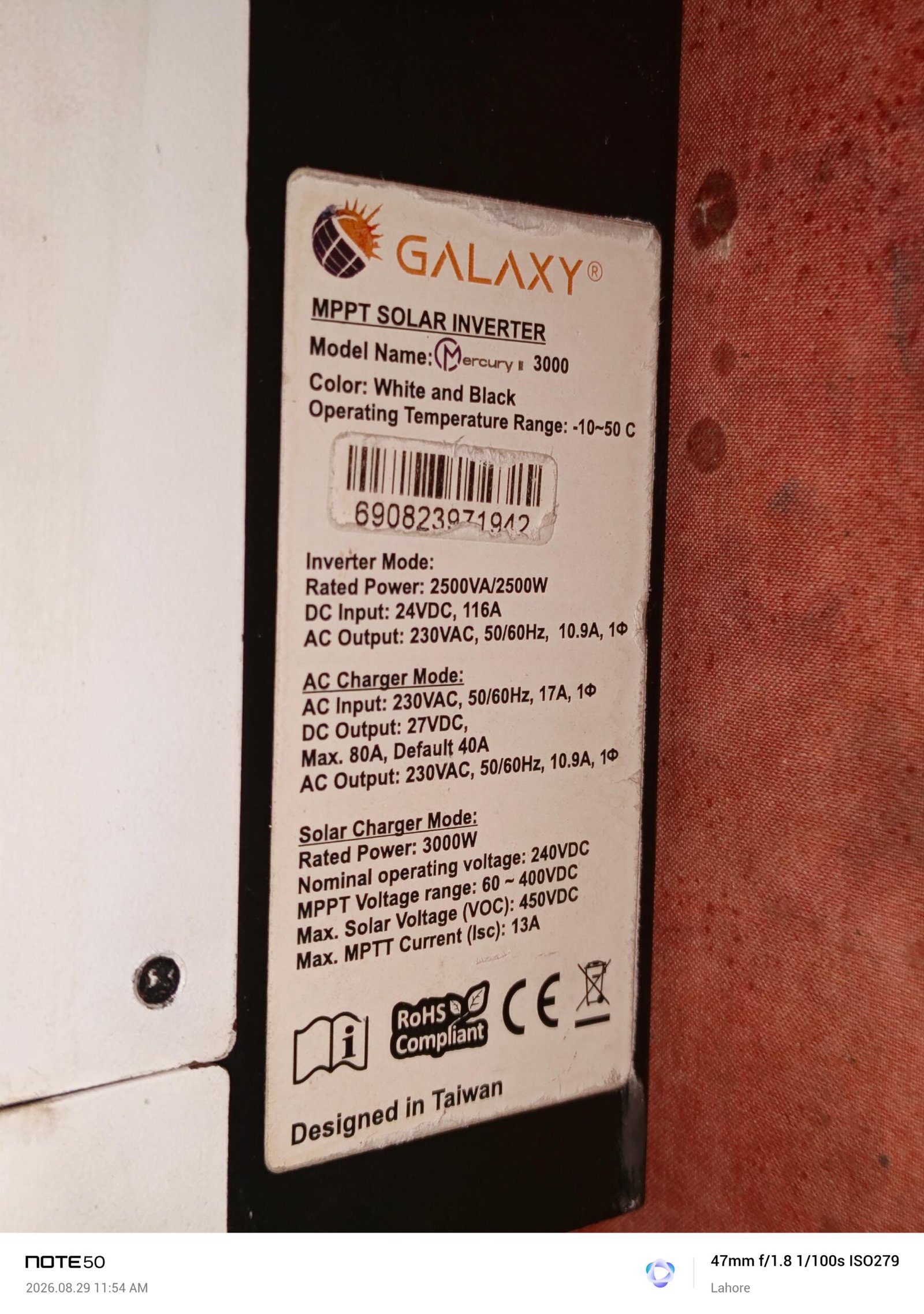 Galaxy Mercury || 2.5 kw , pv 3000 “inverter”