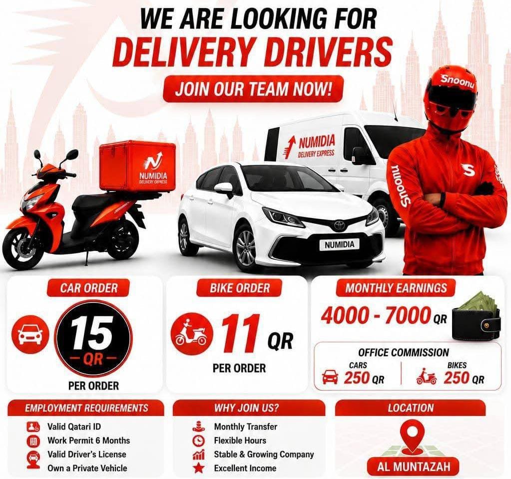 Title: Qatar  Delivery Driver Work Visa – Jobs Available