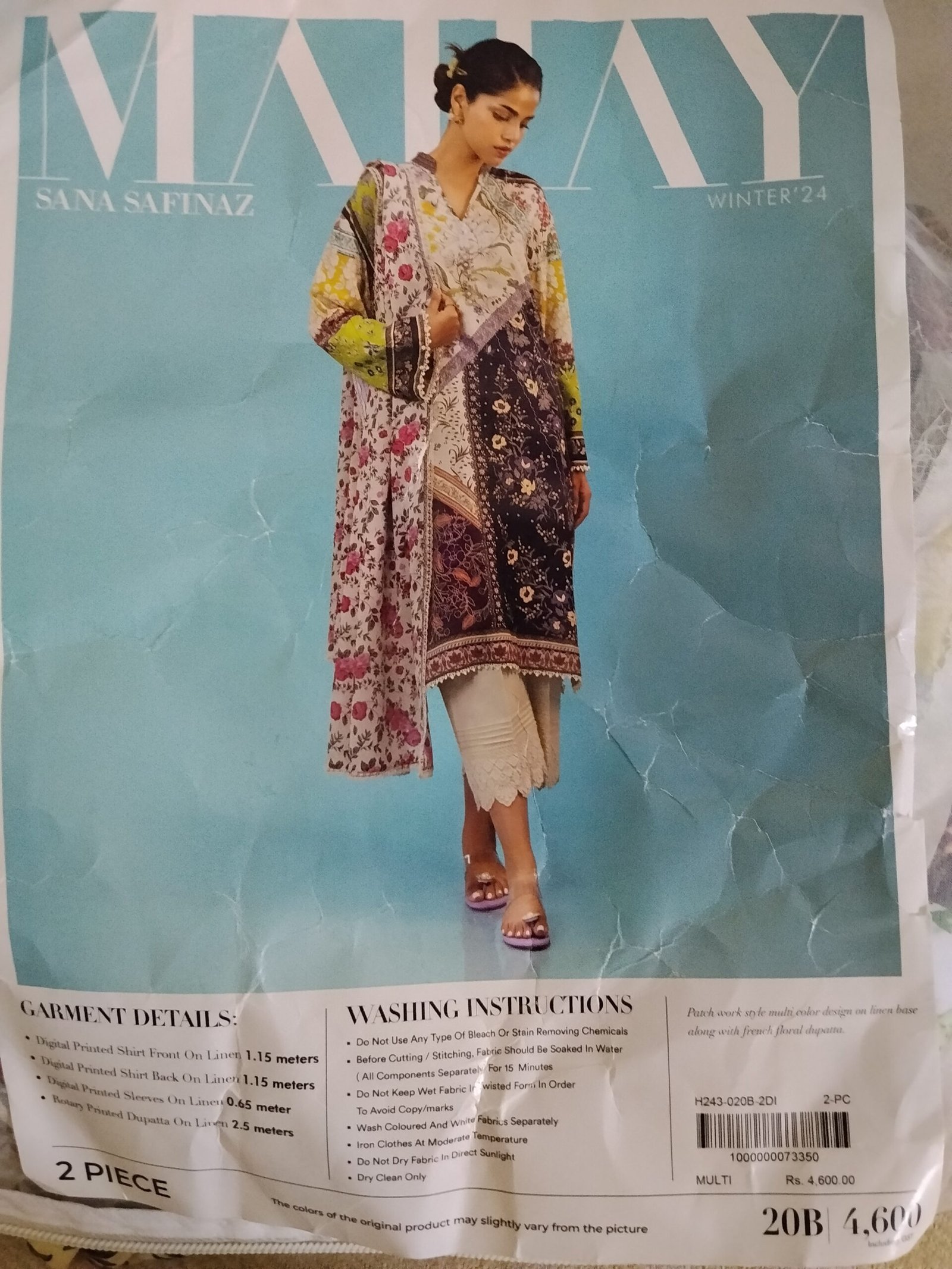 Original Sana Safinaz unstictched linen