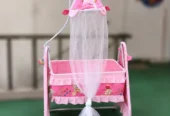 Baby Cradle / Jhoola with Mosquito Net – Pink Color