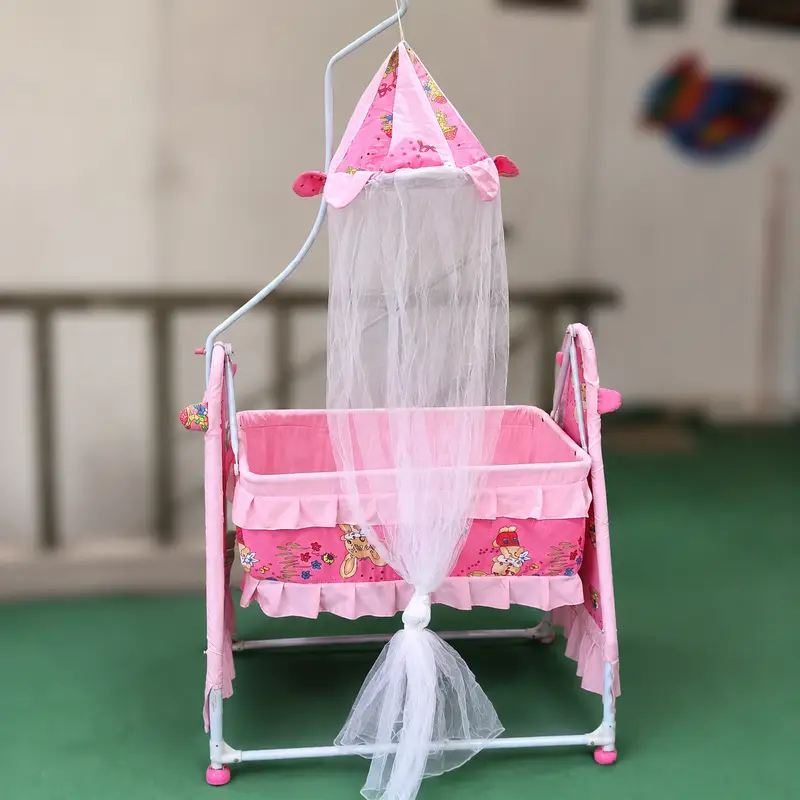 Baby Cradle / Jhoola with Mosquito Net – Pink Color
