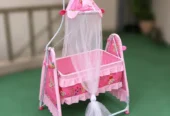 Baby Cradle / Jhoola with Mosquito Net – Pink Color