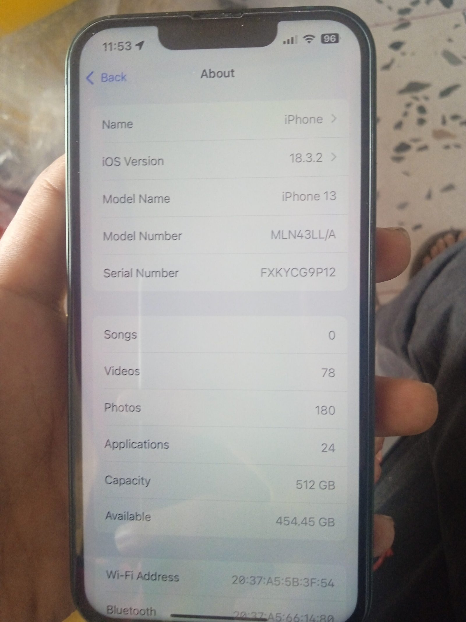 I phone 13 water pack ,85 bettery health 512 GB all ok cash