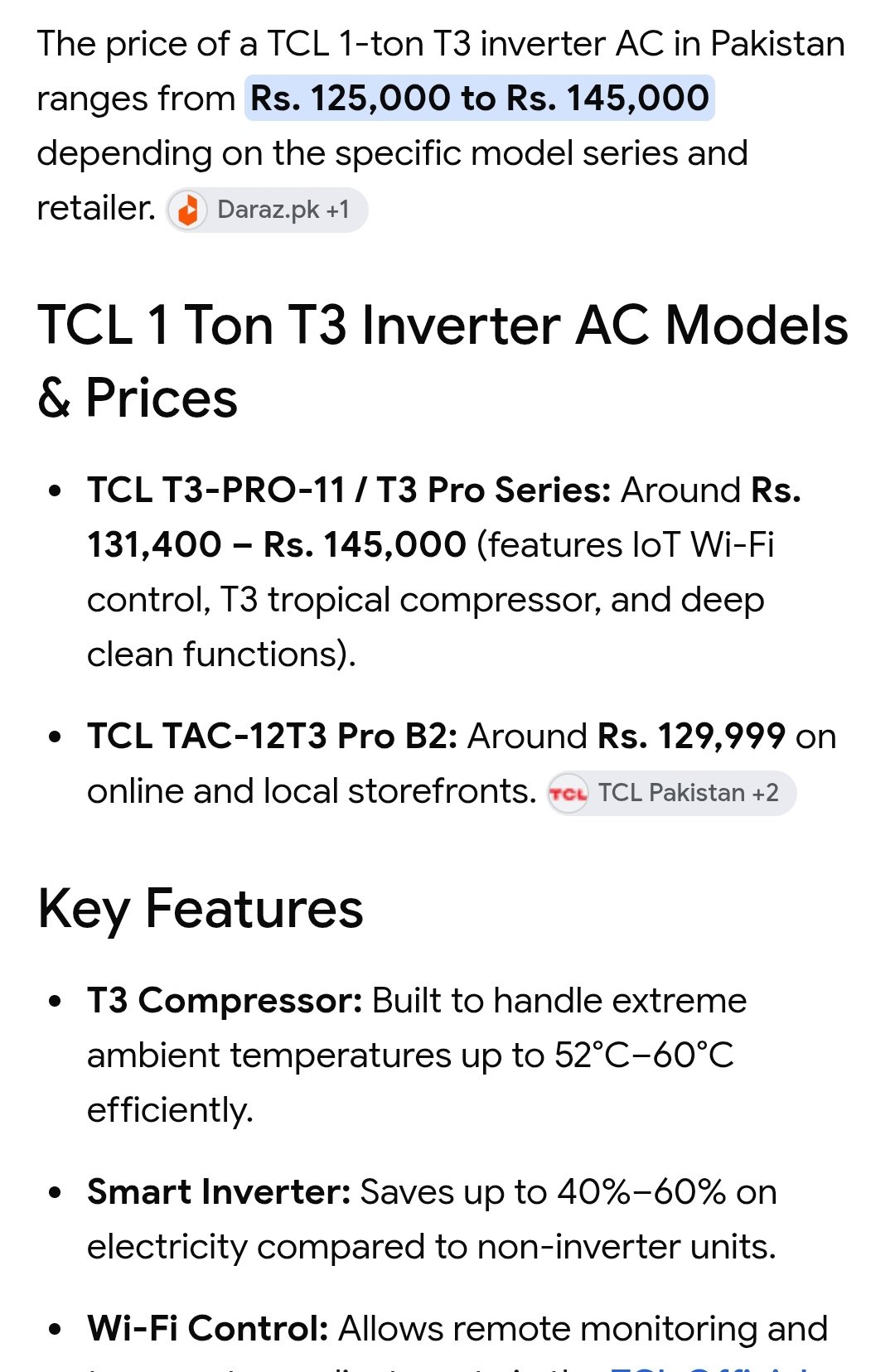 TCL 1-ton T3 inverter