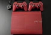 Red PS3 Super Slim 500GB | HEN Installed | 4 Controllers |
