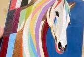 Abstract horse rainbow painting