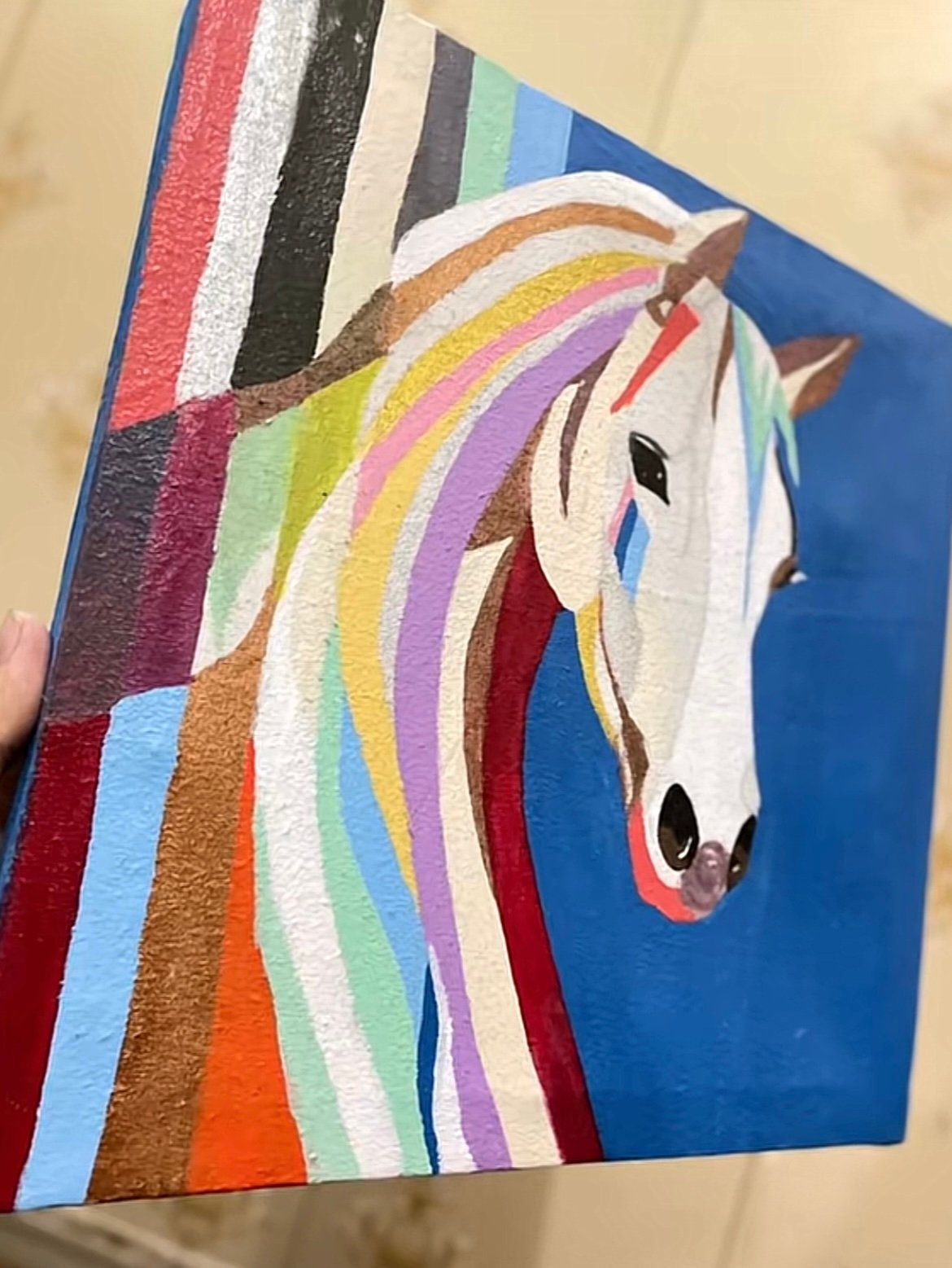 Abstract horse rainbow painting