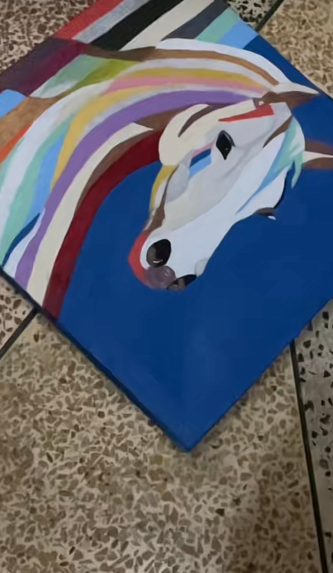 Abstract horse rainbow painting