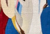 Abstract horse rainbow painting