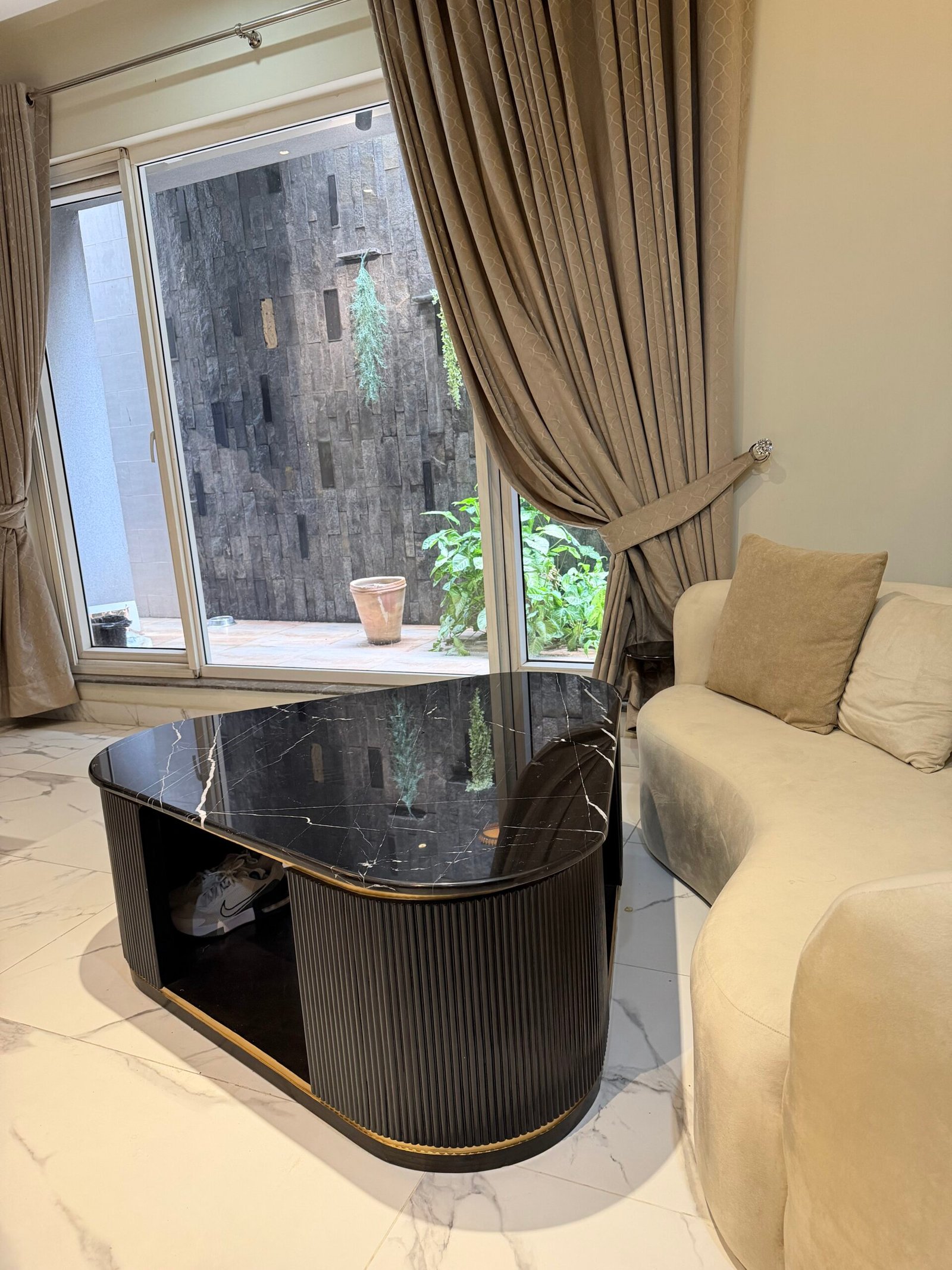 Real Marble Coffee Table | Barely Used | Black Gold