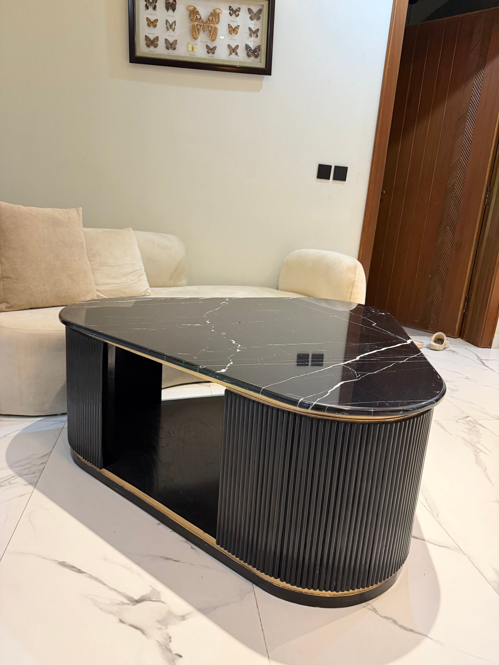 Real Marble Coffee Table | Barely Used | Black Gold