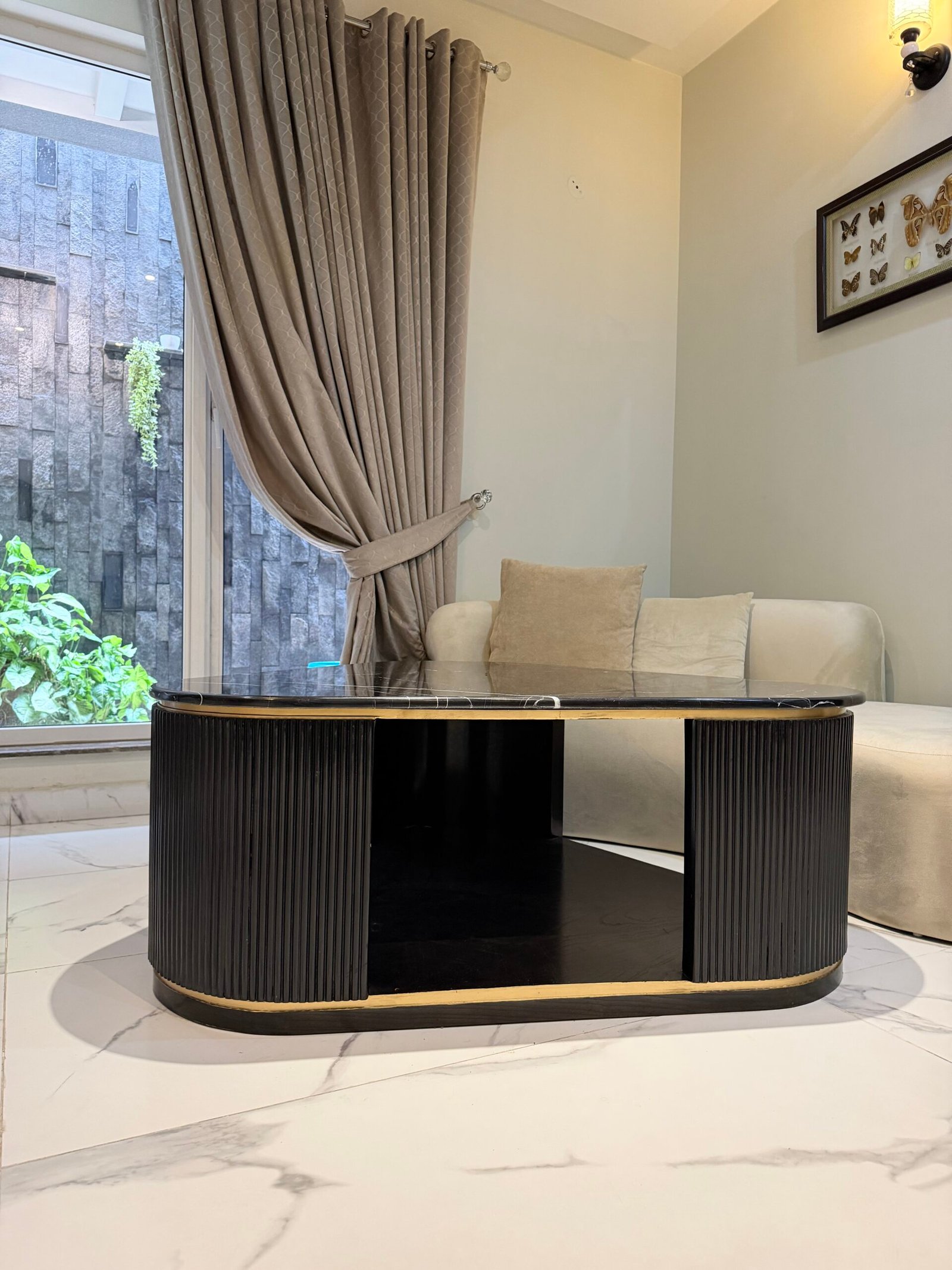 Real Marble Coffee Table | Barely Used | Black Gold
