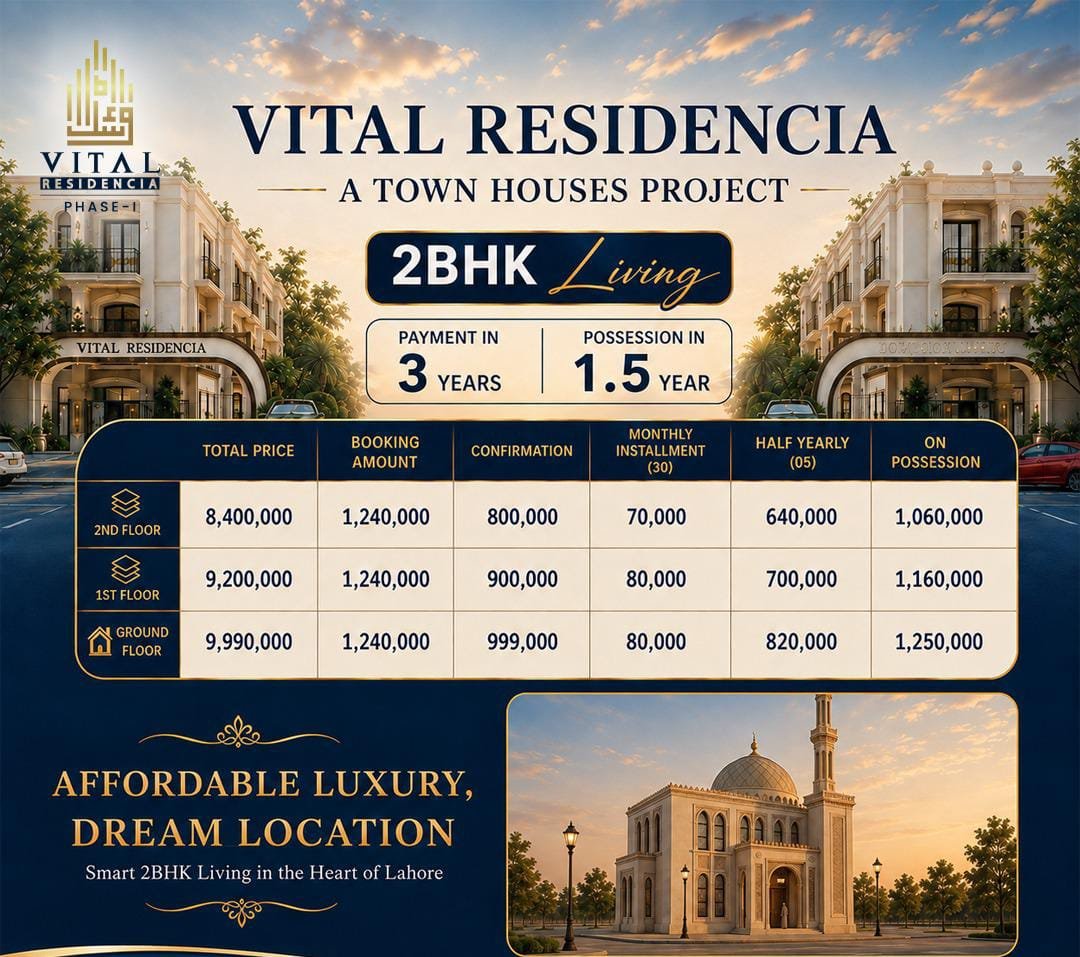 Vital Residencia: 2 Bed Town Houses On Installments