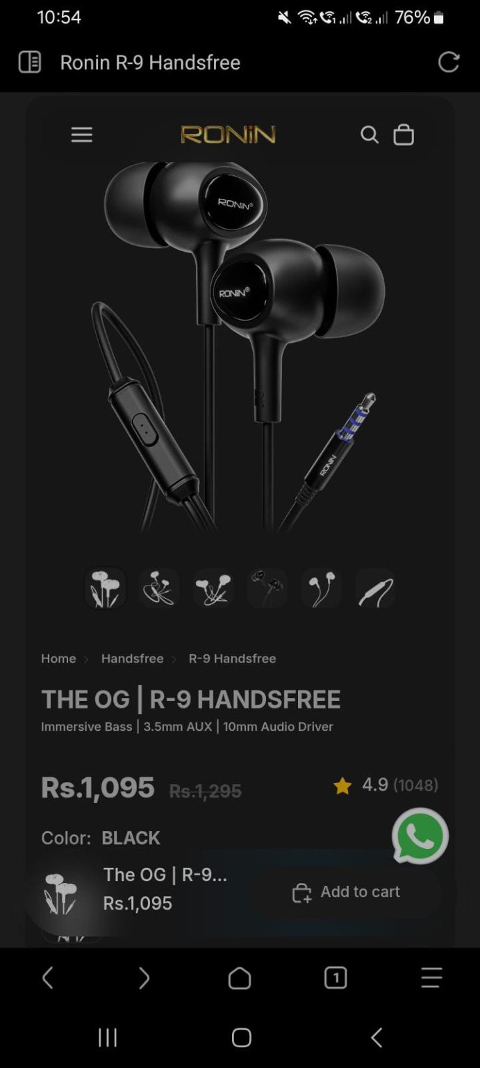 Ronin R-9 Original Handsfree – 3.5mm Jack – Excellent Sound