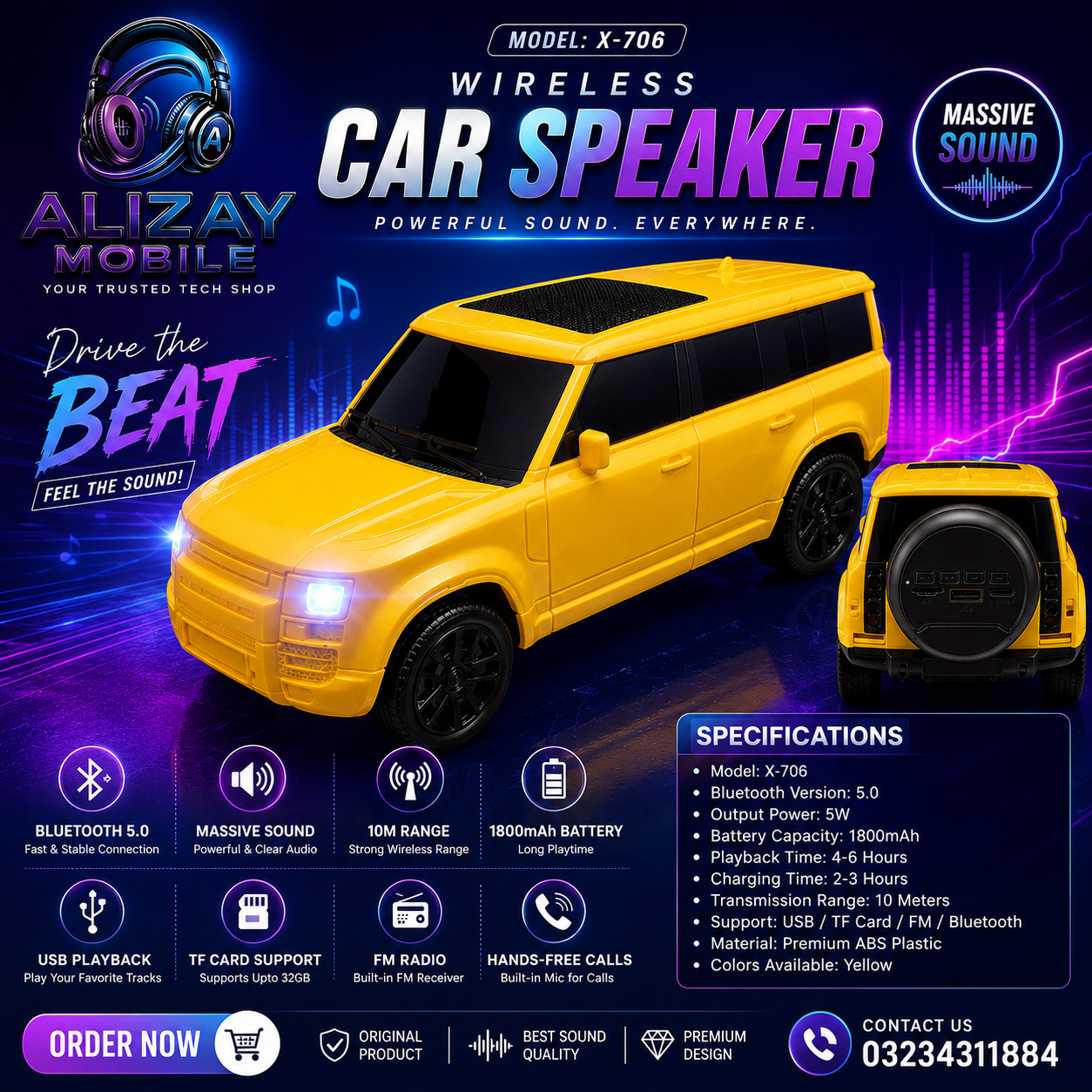 MUSIC MASSIVE SOUND CAR BLUTOOTH SPEAKER